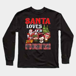 Santa Loves Gifted Education Teacher Long Sleeve T-Shirt